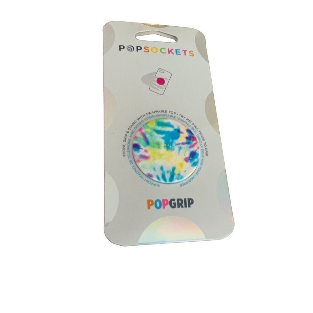 PopSockets Phone Grip, Tie Dye, Blue and Yellow